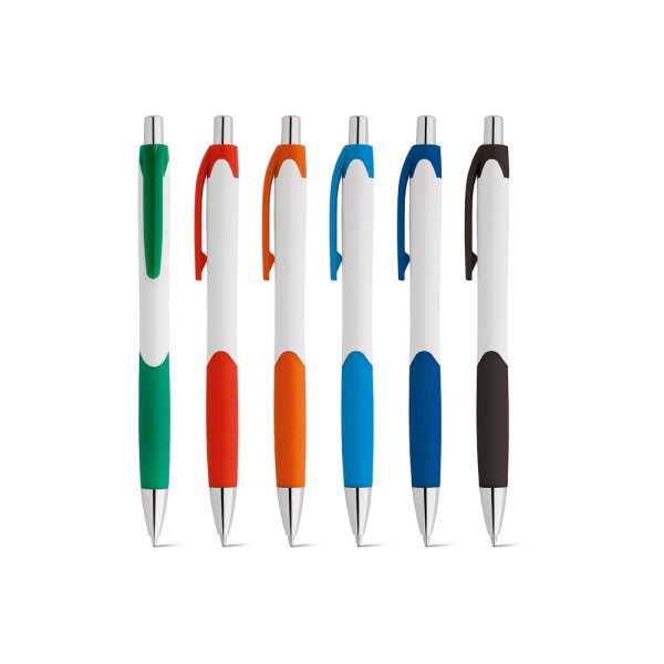 Caneta De Plástico Com Clip E Borracha Coloridos Personalizada