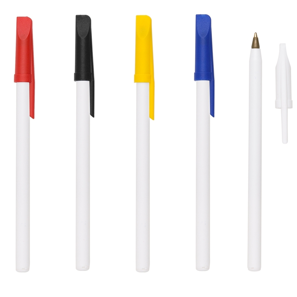 CANETA PLÁSTICA COM TAMPA COLORIDA PERSONALIZADA