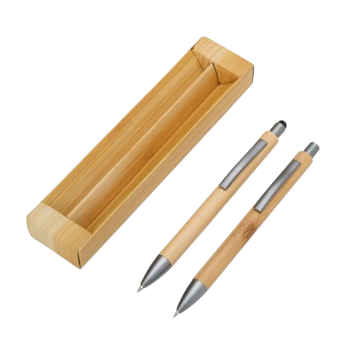 Kit Ecológico Caneta E Lapiseira Bambu