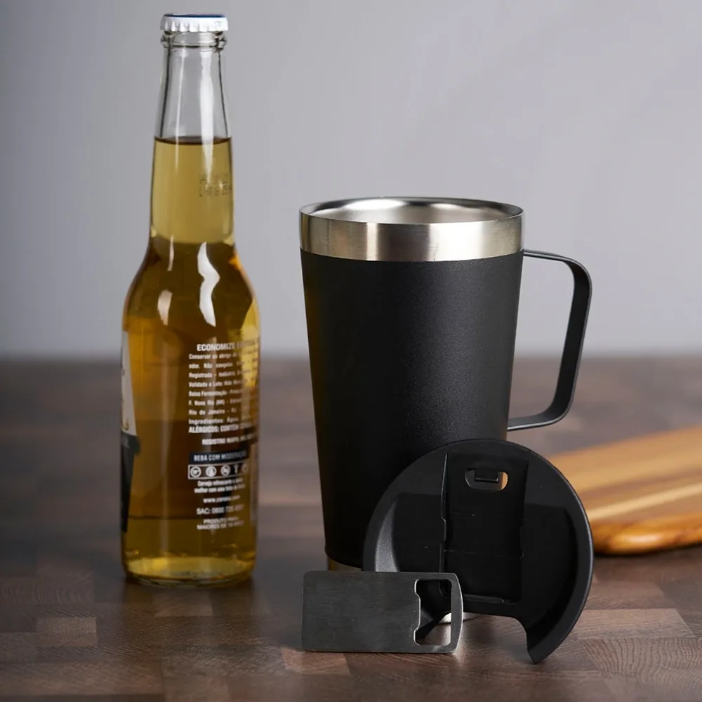 Caneca Térmica Inox Com Abridor 500Ml