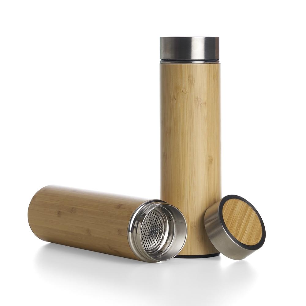 GARRAFA BAMBU TÉRMICA 500ML COM INFUSOR