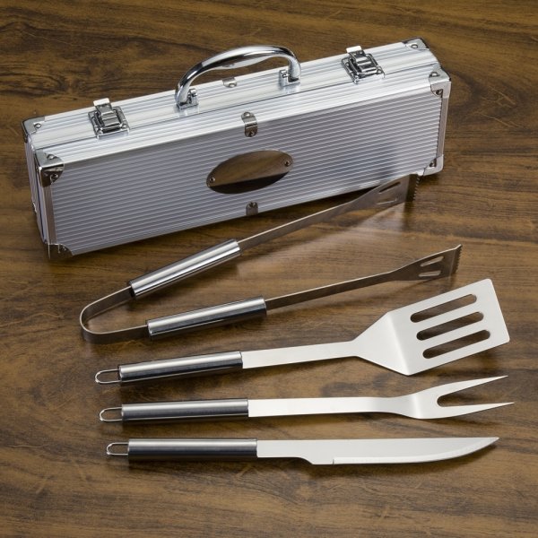 Kit Churrasco 4Pc Maleta Alumínio