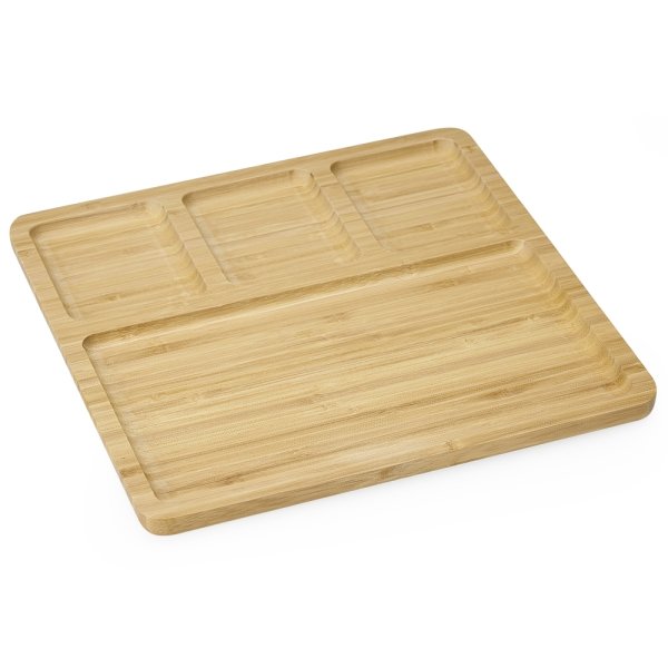 Petisqueira De Bambu Quadrada Com 4 Divisórias