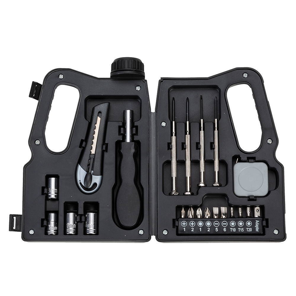 KIT FERRAMENTAS 21 PÇS FORMATO GARRAFA DE ÓLEO