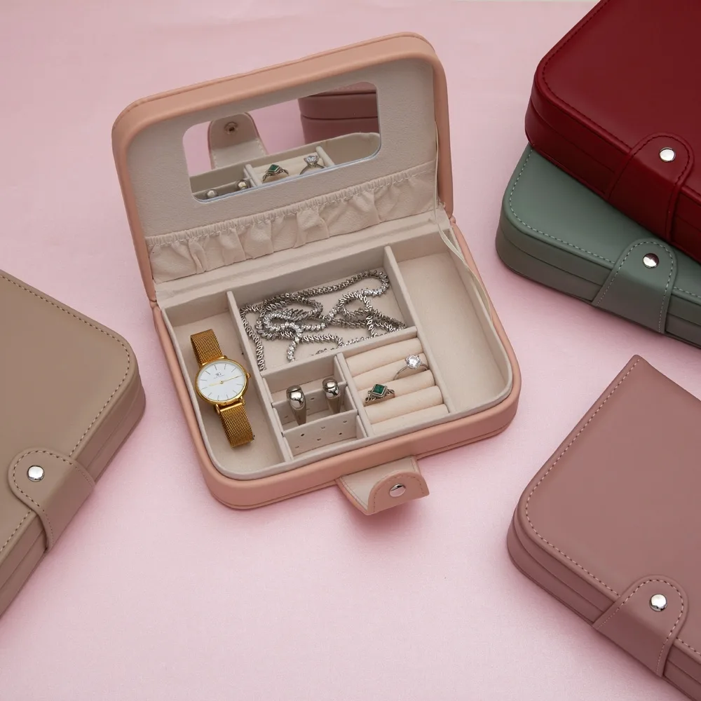 Porta-Joias Em Couro Sintético Com Espelho