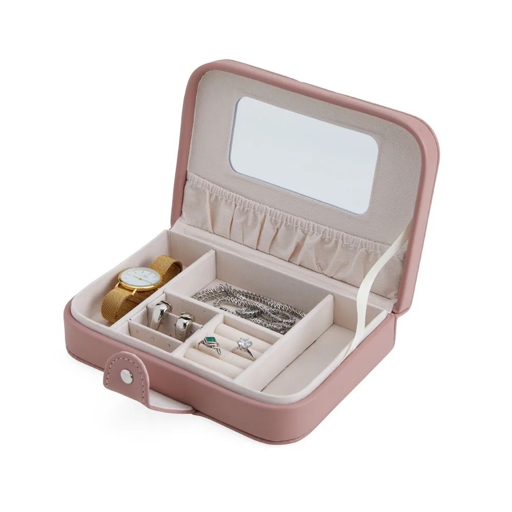 Porta-Joias Em Couro Sintético Com Espelho