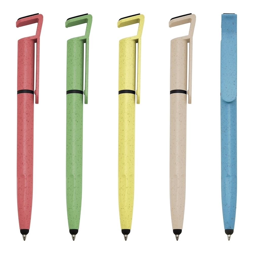 Caneta Fibra De Bambu Touch Com Suporte Personalizada