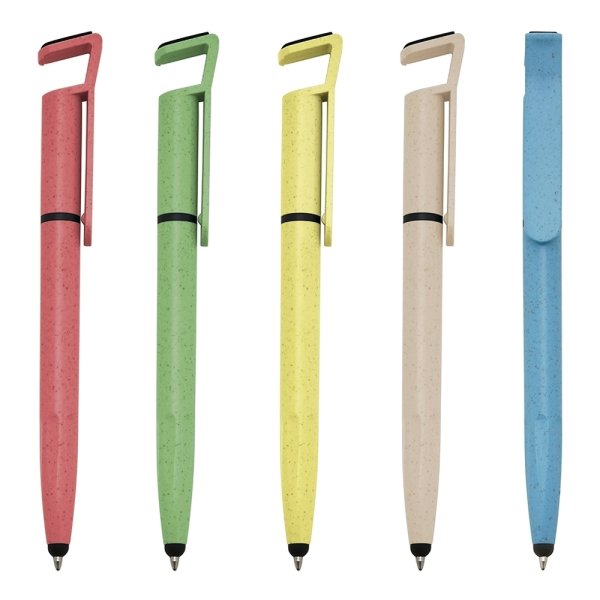 Caneta Fibra De Bambu Touch Com Suporte Personalizada