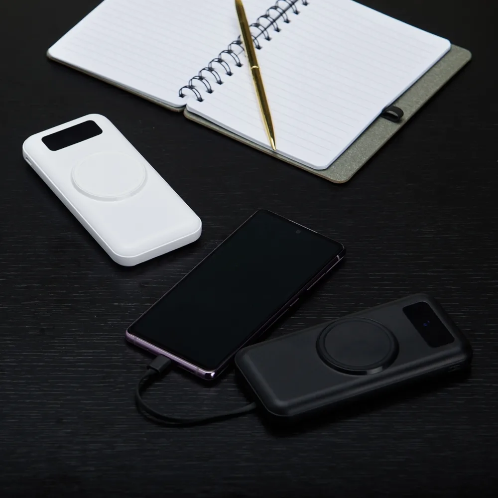 Power Bank 10.000Mah Com Carregamento Via Indução Ou Via Cabo