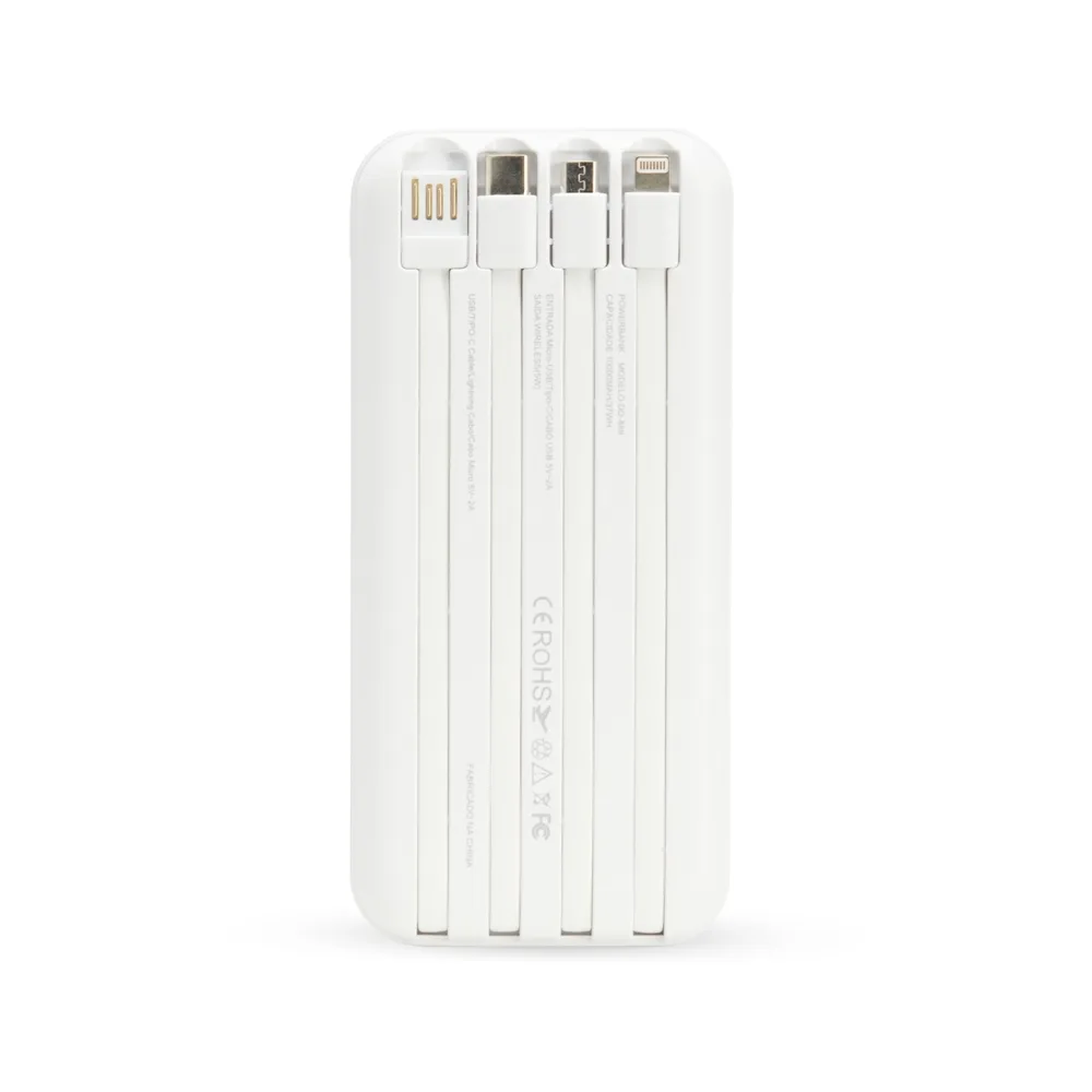 Power Bank 10.000Mah Com Carregamento Via Indução Ou Via Cabo