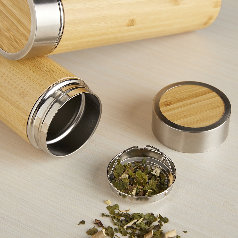  GARRAFA BAMBU TÉRMICA 500ML COM INFUSOR