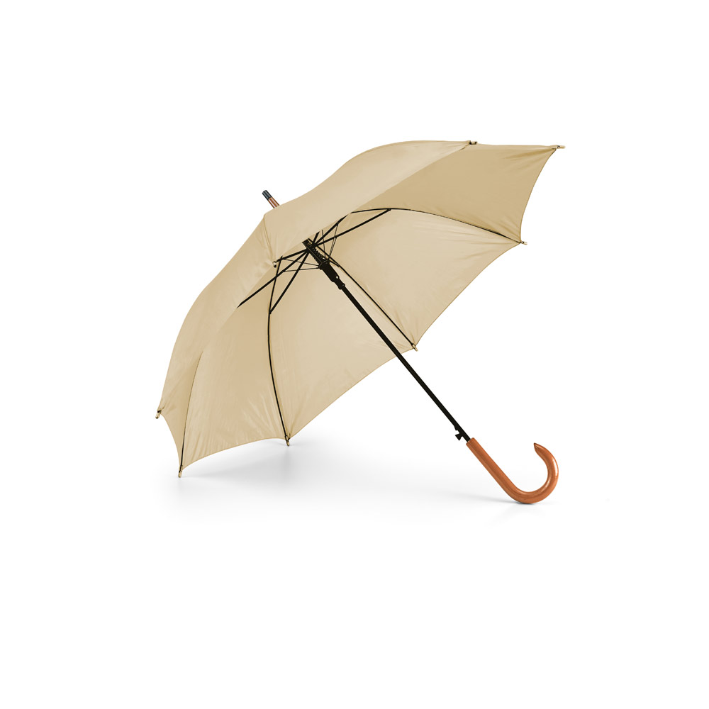 Guarda-Chuva Com Cabo De Madeira Personalizado GUARDA-CHUVA COM CABO DE MADEIRA PERSONALIZADO BEGE
