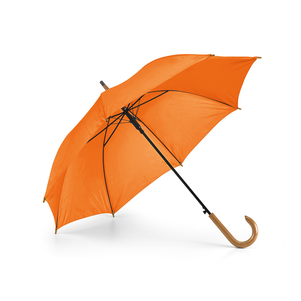 Guarda-Chuva Com Cabo De Madeira Personalizado GUARDA-CHUVA COM CABO DE MADEIRA PERSONALIZADO LARANJA