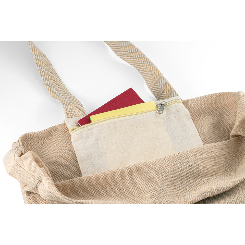 Sacola Premium 'Padova' Em Juco Com Bolso Interno Sacola Ecológica e Resistente (Juta e Algodão) com 275 g/m²